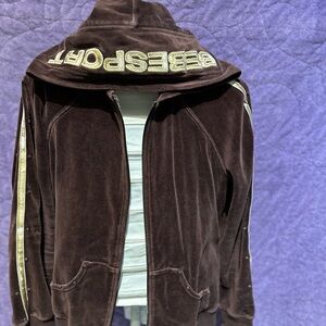 BEBE SPORT Brown and Gold Velour Jacket